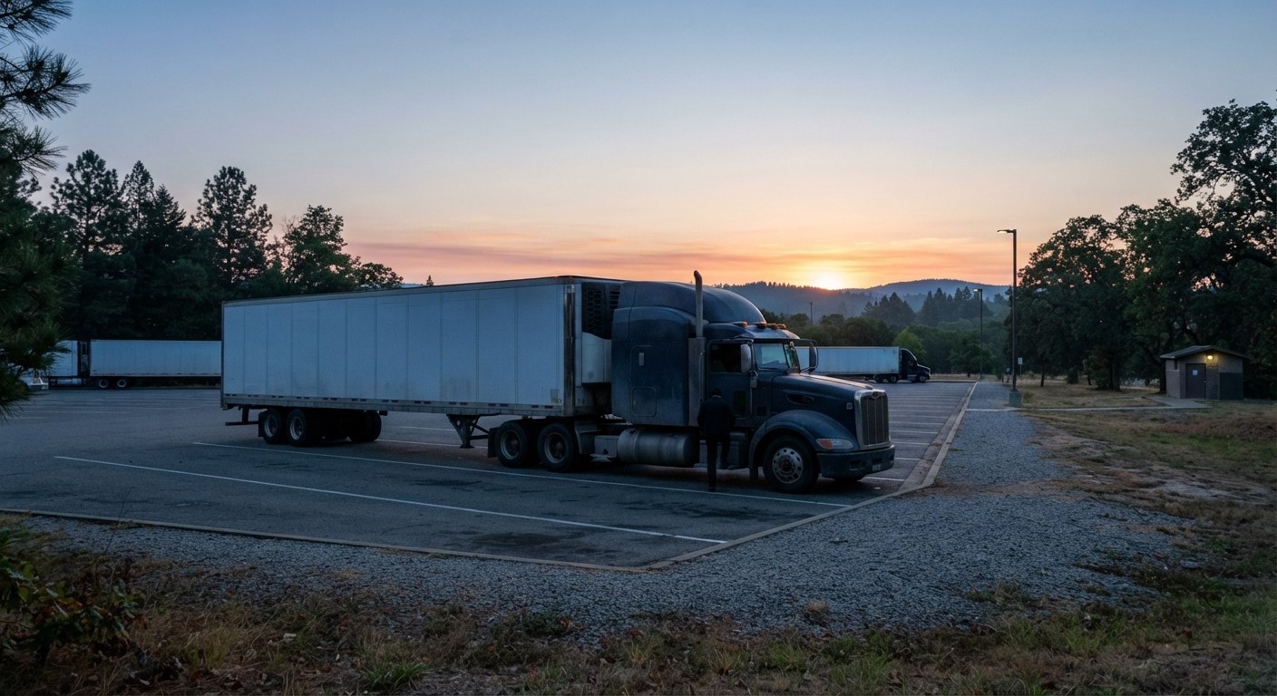 A tractor-trailer on the road